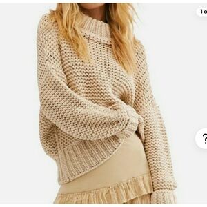 Free People My Only Sunshine Cowl Neck Sweater Chunky Knit S